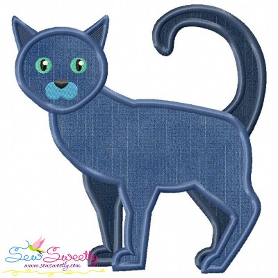 Russian Blue Cat Applique Design Pattern-1