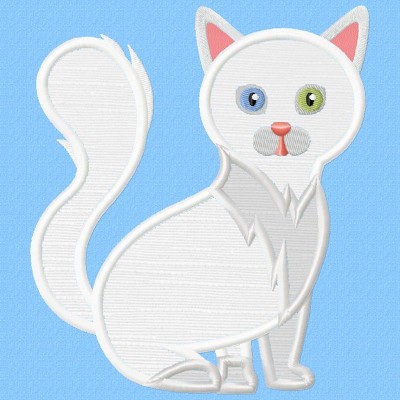 Turkish Angora Cat Applique Design Pattern-1