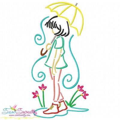 Girl and Umbrella-10 Embroidery Design Pattern-1