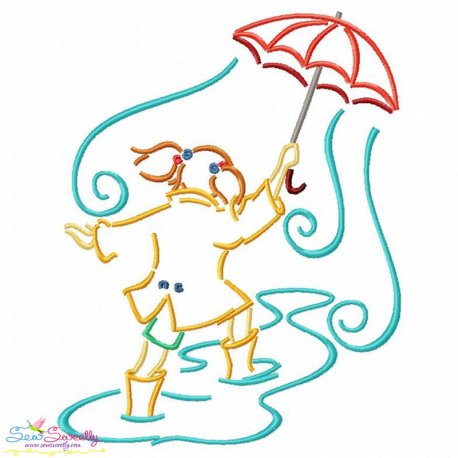 Girl and Umbrella-7 Embroidery Design Pattern
