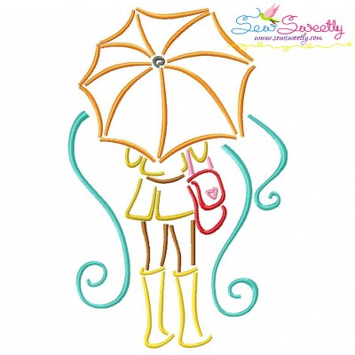 Girl and Umbrella-6 Embroidery Design Pattern-1