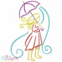 Girl and Umbrella-1 Embroidery Design Pattern-1