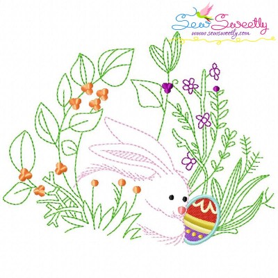 Bunny Easter Egg Hidden In The Garden-6 Embroidery Design Pattern-1