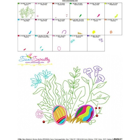 Easter Eggs Hidden In The Garden - 4 Machine Embroidery Design
