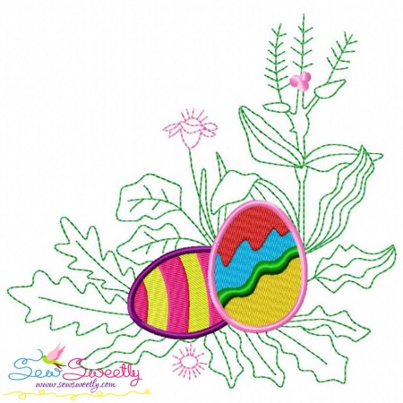 Easter Eggs Hidden In The Garden Embroidery Design Pattern Bundle