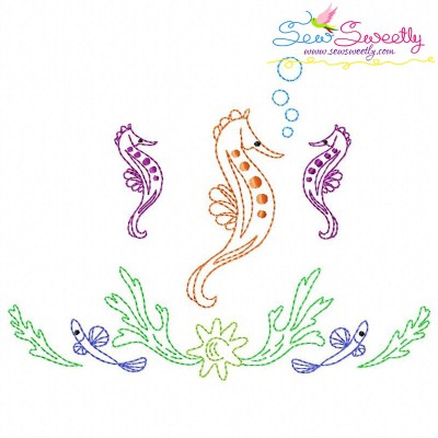 Vintage Stitch Seahorse-10 Embroidery Design Pattern-1