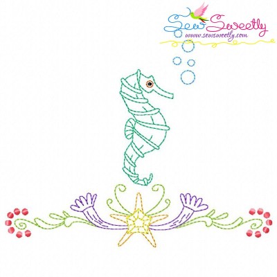 Vintage Stitch Seahorse-9 Embroidery Design Pattern-1