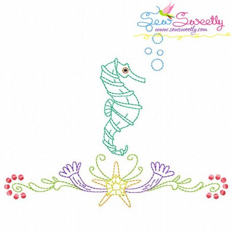 Vintage Stitch Seahorse-9 Embroidery Design Pattern