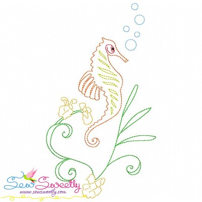 Vintage Stitch Seahorse-8 Embroidery Design Pattern-1