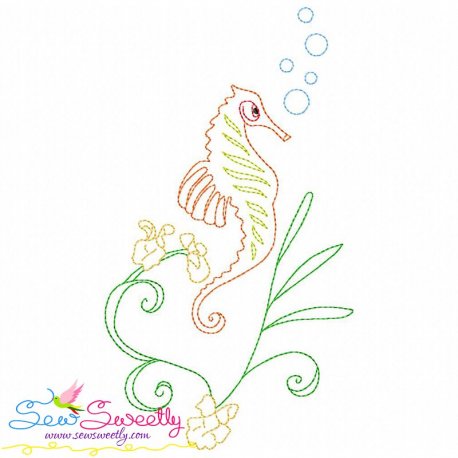 Vintage Stitch Seahorse-8 Embroidery Design Pattern-1