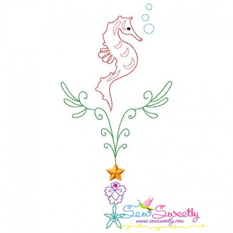 Vintage Stitch Seahorse-6 Embroidery Design Pattern