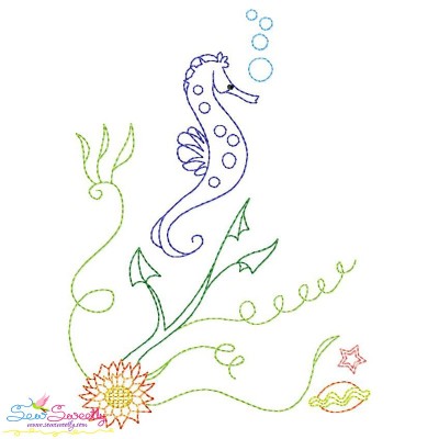 Vintage Stitch Seahorse-4 Embroidery Design Pattern-1