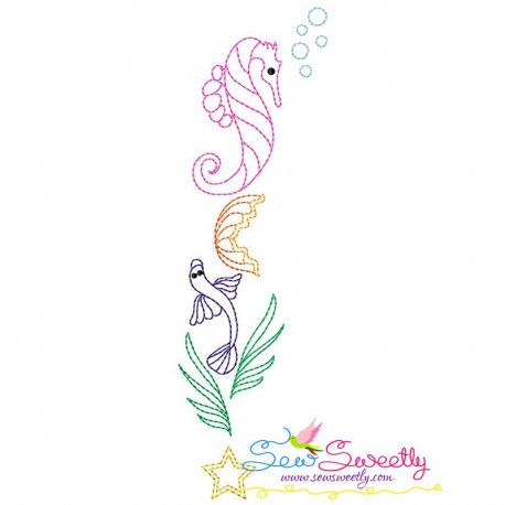 Vintage Stitch Seahorse-5 Embroidery Design Pattern