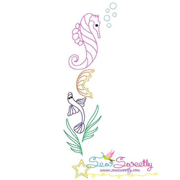 Vintage Stitch Seahorse-5 Embroidery Design Pattern-1