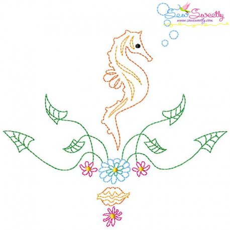 Vintage Stitch Seahorse-3 Embroidery Design Pattern