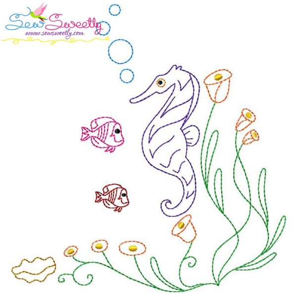 Vintage Stitch Seahorse-1 Embroidery Design Pattern-1