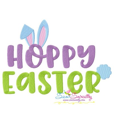 Hoppy Easter Lettering Easter Embroidery Design Pattern-1