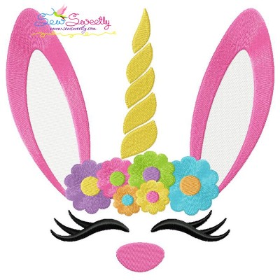 Unicorn Bunny Flowers Easter Embroidery Design Pattern-1