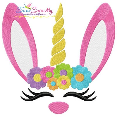 Unicorn Bunny Flowers Easter Applique Design Pattern-1