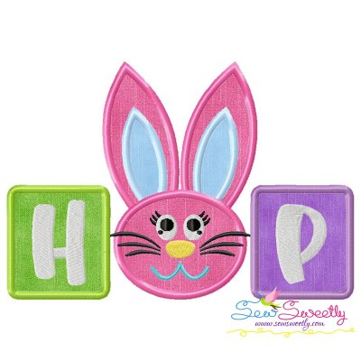 Hop Bunny Wording Applique Design Pattern-1