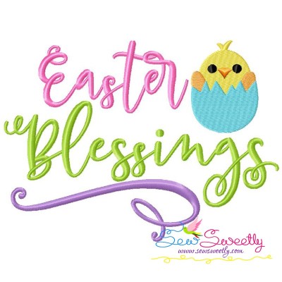Easter Blessings Lettering Embroidery Design Pattern-1