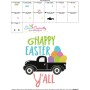 Happy Easter Y'all Truck Lettering Embroidery Design Pattern-3