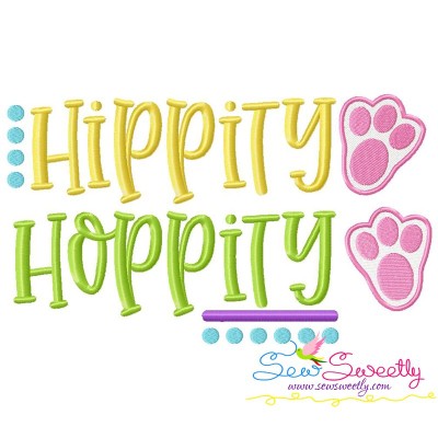 Hippity Hoppity Easter Lettering Embroidery Design Pattern-1