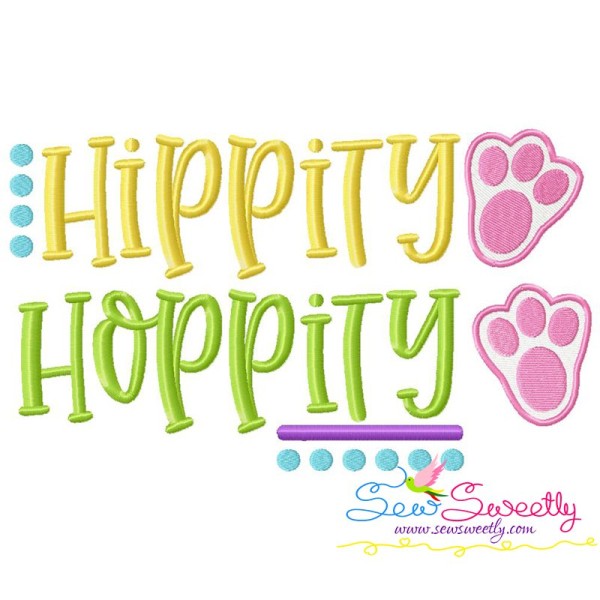Hippity Hoppity Easter Lettering Embroidery Design Pattern-1