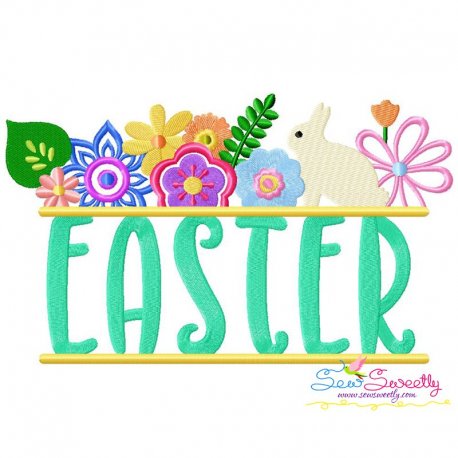 Floral Easter Wording Lettering Embroidery Design Pattern