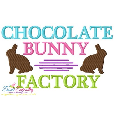 Chocolate Bunny Factory Easter Lettering Embroidery Design Pattern-1