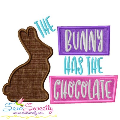The Bunny Has The Chocolate Lettering Applique Design Pattern-1