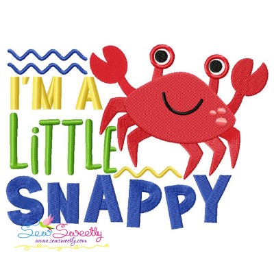 I'm a Little Snappy Crab Lettering Embroidery Design Pattern-1