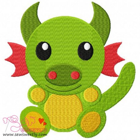 Cute Dragon Embroidery Design- 1