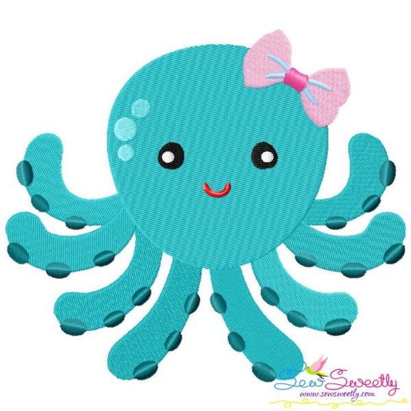 Girl Octopus Embroidery Design Pattern-1