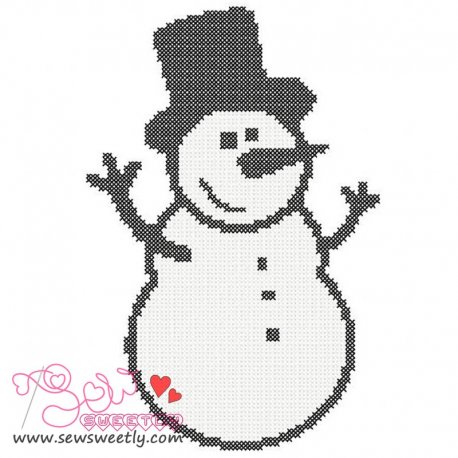 Happy Snowman Cross Stitch Embroidery Design- 1