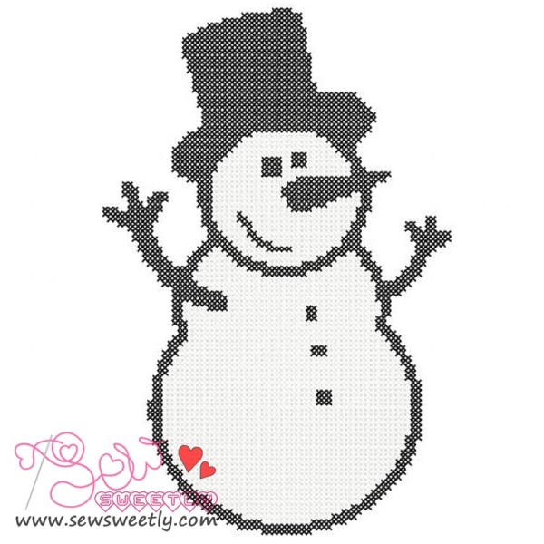 Happy Snowman Cross Stitch Embroidery Design Pattern-1