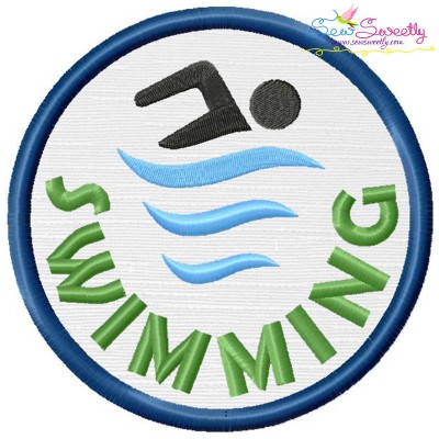 Swimming Badge Applique Design