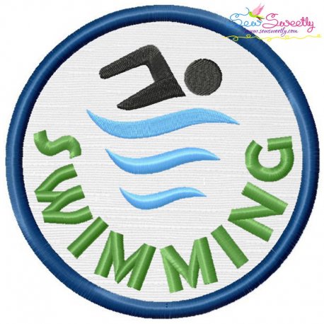 Swimming Badge Applique Design Pattern