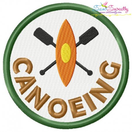 Canoeing Badge Machine Embroidery Design Pattern