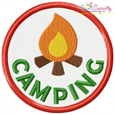 Camping Badge Machine Embroidery Design Pattern