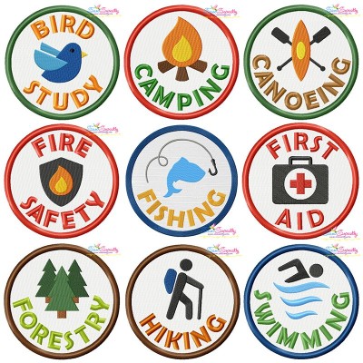 Camp Activity Badges Embroidery Design Pattern Bundle-1