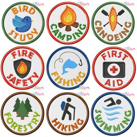 Camp Activity Badges Applique Design Bundle- 1
