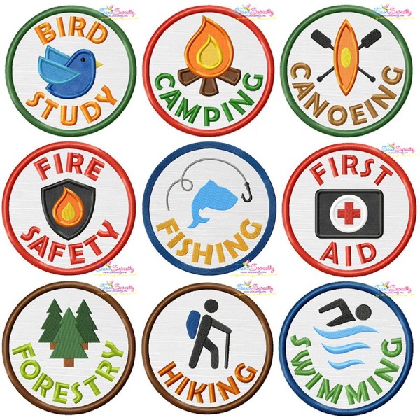 Camp Activity Badges Applique Design Bundle-1