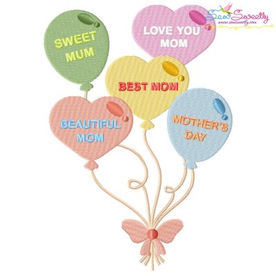 Mother's Day Balloons Embroidery Design Pattern-1