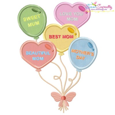 Mother's Day Balloons Applique Design Pattern-1