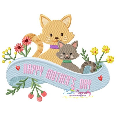 Mother's Day Cats Embroidery Design Pattern-1