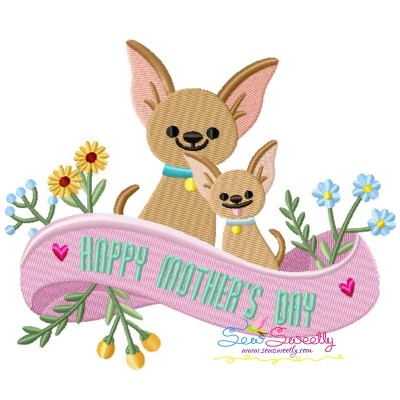 Mother's Day Dogs Embroidery Design Pattern-1