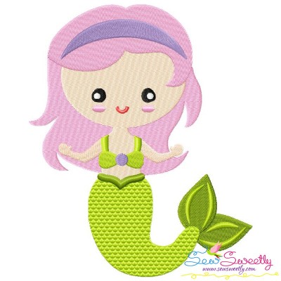 Green Mermaid Embroidery Design Pattern-1