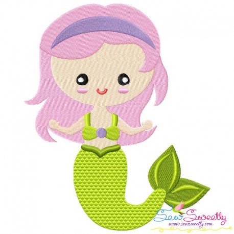 Green Mermaid Embroidery Design Pattern-1