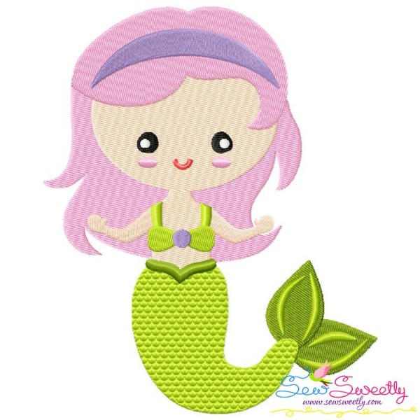 Green Mermaid Embroidery Design Pattern-1